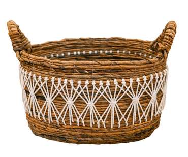 Корзина Brown из банановых листьев с хлопковым декором