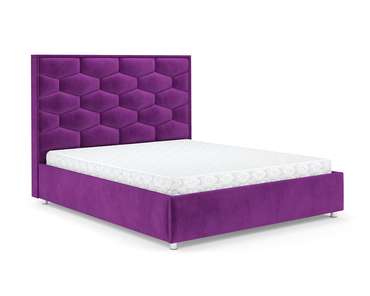 Кровать Рица 160х190 фиолетового цвета с подъемным механизмом (микровелюр)