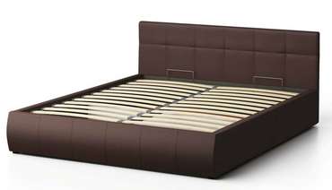 Кровать Венера-1 160х200 коричневого цвета с подъемным механизмом (экокожа)