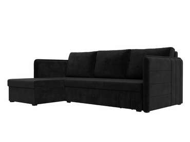 Угловой диван-кровать Слим черного цвета левый угол