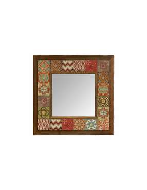Настенное зеркало 33x33 с каменной мозаикой и композитным основанием
