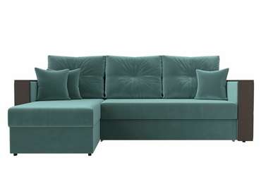 Угловой диван-кровать Валенсия бирюзового цвета левый угол