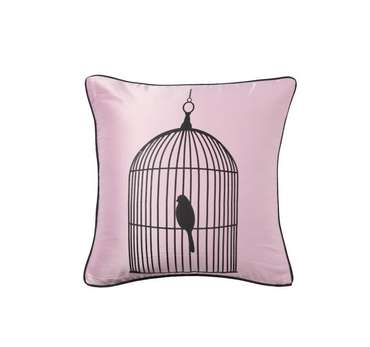 Подушка с принтом Birdie In A Cage Pink 