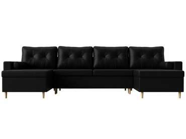 Угловой диван-кровать Белфаст черного цвета (тик-так/экокожа)