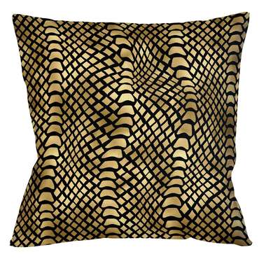 Интерьерная подушка Ящерица черно-золотого цвета