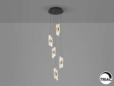 Люстра Iliada 5L черно-золотая D30