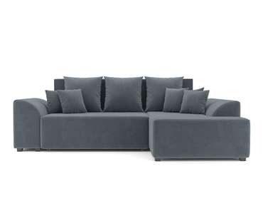 Угловой диван-кровать Каскад серо-синего цвета правый угол