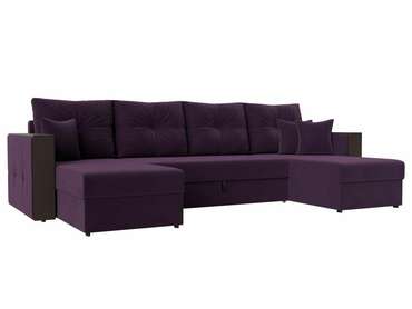 Угловой диван-кровать Валенсия П-образный фиолетового цвета