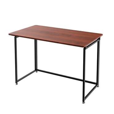 Складной письменный стол коричневого цвета со стальным каркасом 