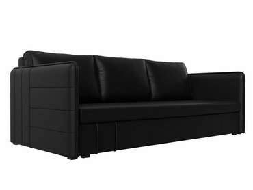 Прямой диван-кровать Слим черного цвета (экокожа)