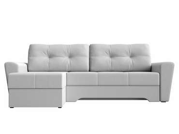 Угловой диван-кровать Амстердам белого цвета (экокожа) левый угол