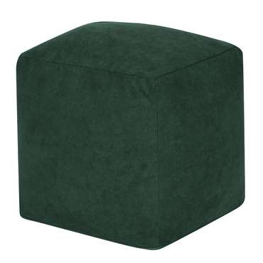 Пуфик Куб в велюре темно-зеленого цвета