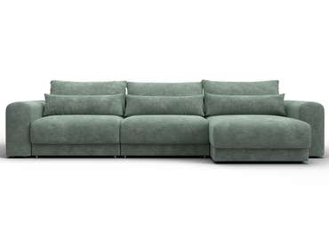 Угловой диван-кровать Лига-056 Лонг светло-зеленого цвета