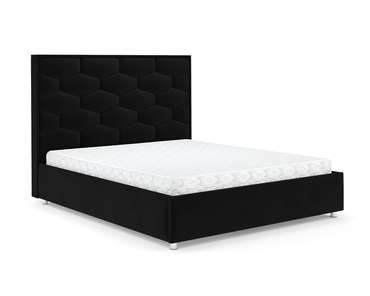 Кровать Рица 160х190 черного цвета с подъемным механизмом (велюр)