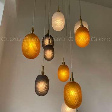 Подвесной светильник Cloyd ZAPFEN P1 / ?13 см - латунь - оранжевое стекло