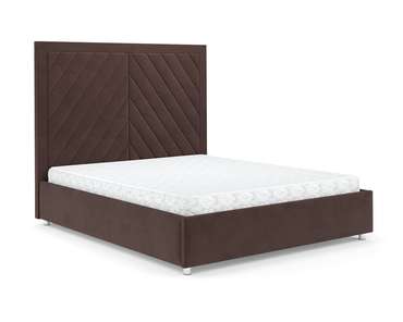 Кровать Мишель 160х190 коричневого цвета с подъемным механизмом (велюр)