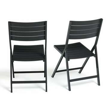 Комплект из двух складных садовых стульев из алюминия Zapy серого цвета