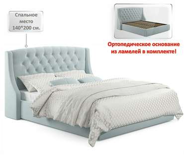 Кровать Stefani 140х200 мятного цвета без подъемного механизма