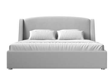Кровать Лотос 200х200 белого цвета с подъемным механизмом (экокожа)