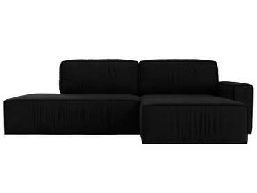 Угловой диван-кровать Прага модерн черного цвета правый угол