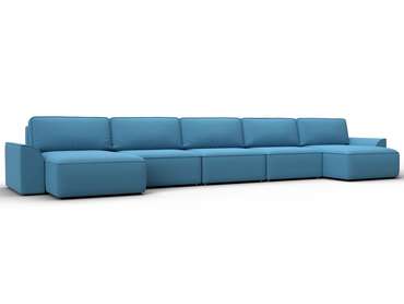 Угловой диван кровать Лига-048 МегаЛонг голубого цвета