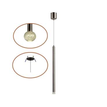 Подвесной светильник светодиодный Odeon Light Fiano 4375/3LA никель/хрусталь. стекло/металл IP20 LED 3W 400Лм 3000K 220V