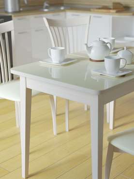 Раздвижной обеденный стол 1100 М со стеклянной столешницей с подложкой из лдсп