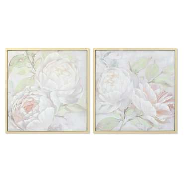 Картина DKD Home Decor 80 x 4 x 80 cm Цветы Shabby Chic (2 штук)