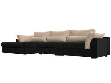 Угловой диван-кровать Пекин Long черно-бежевого цвета угол левый