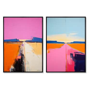 Набор из двух репродукций картин Landscape collection, Lines of sunset, 2024г.