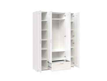 Шкаф Сириус четырёхдверный белого цвета с двумя выдвижным ящиком