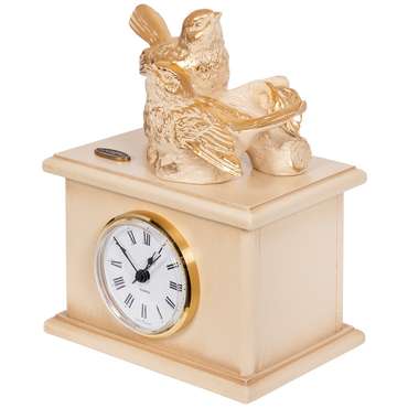 Часы Птички Терра Дуэт бежево-золотого цвета