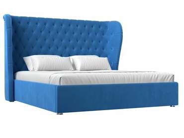 Кровать Далия 200х200 с подъемным механизмом сине-голубого цвета