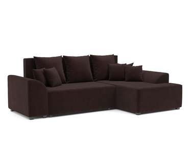 Угловой диван-кровать Каскад темно-коричневого цвета правый угол