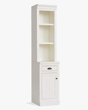 Узкий книжный шкаф с дверцей Ривьера белого цвета