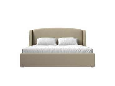 Кровать Лотос 180х200 бежевого цвета с подъемным механизмом (экокожа)