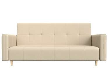 Прямой диван-кровать Вест бежевого цвета (экокожа)