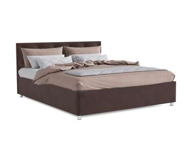 Кровать Классик 140х190 коричневого цвета с подъемным механизмом (велюр)
