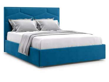 Кровать Premium Milana 4 140х200 синего цвета с подъемным механизмом
