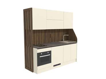 Кухня прямая со сдвижным фартуком и выдвижной полкой Секрет КП3214.3 цвета сатин правая