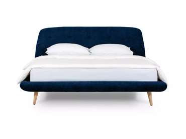 Кровать Loa 160х200 темно-синего цвета без подъемного механизма