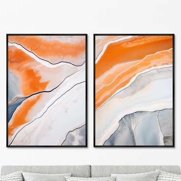 Набор из двух репродукций картин Salt lakes, grey and orange, 2024г.