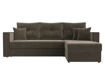 Угловой диван-кровать Валенсия светло-коричневого цвета правый угол