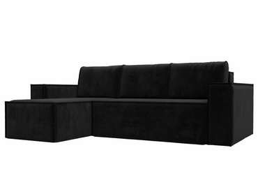 Угловой диван-кровать Куба черного цвета левый угол