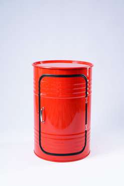 Тумба для хранения-бочка красного цвета