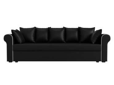 Прямой диван-кровать Рейн черного цвета (экокожа)