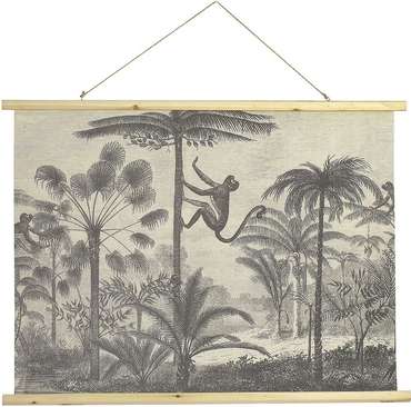 Картина подвесная Обезьяна на дереве 75х100 серо-бежевого цвета