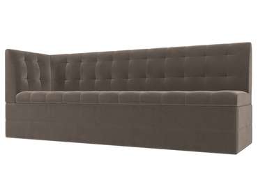 Угловой диван-кровать Бриз коричневого цвета с углом слева
