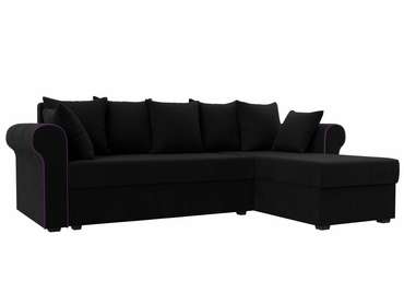 Угловой диван-кровать Рейн черного цвета правый угол