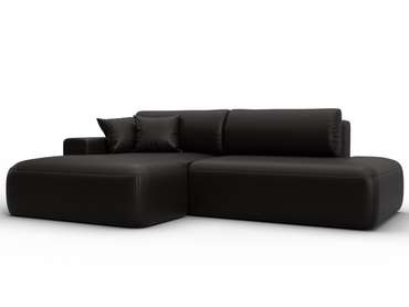 Угловой диван-кровать Лига 036 Модерн темно-коричневого цвета левый (экокожа)